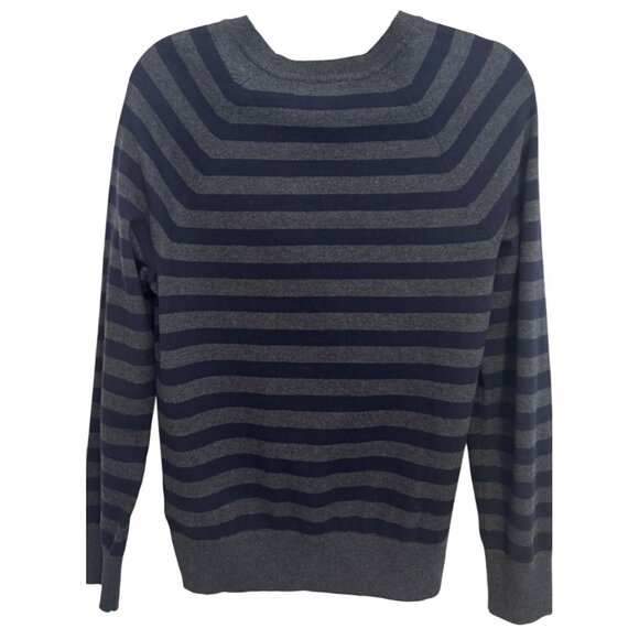 Banana Republic Small Striped Navy & Gray Sweater Cotton Cashmere Blend - Picture 1 of 16